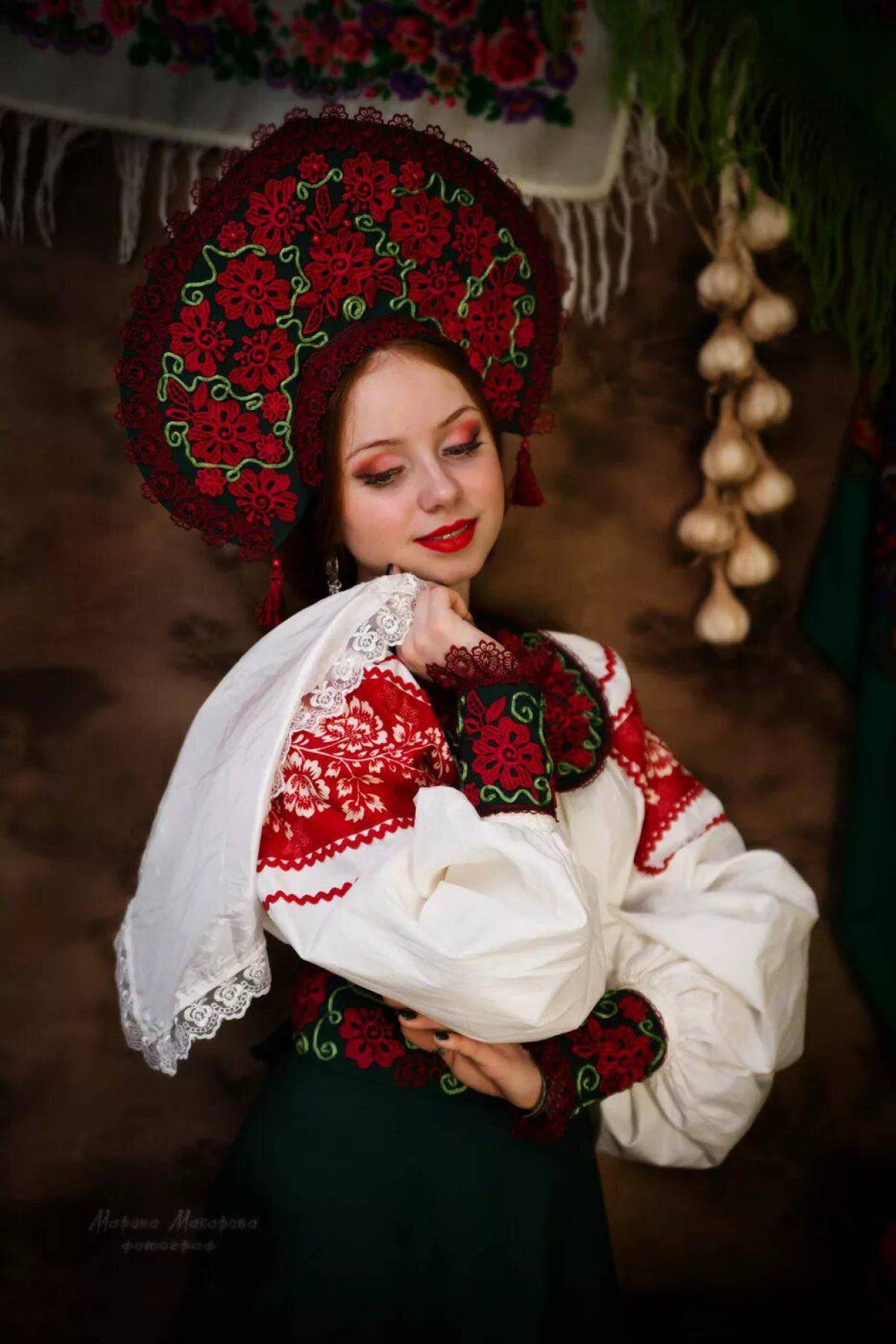 Women in Slavic costumes underwear in Ufa