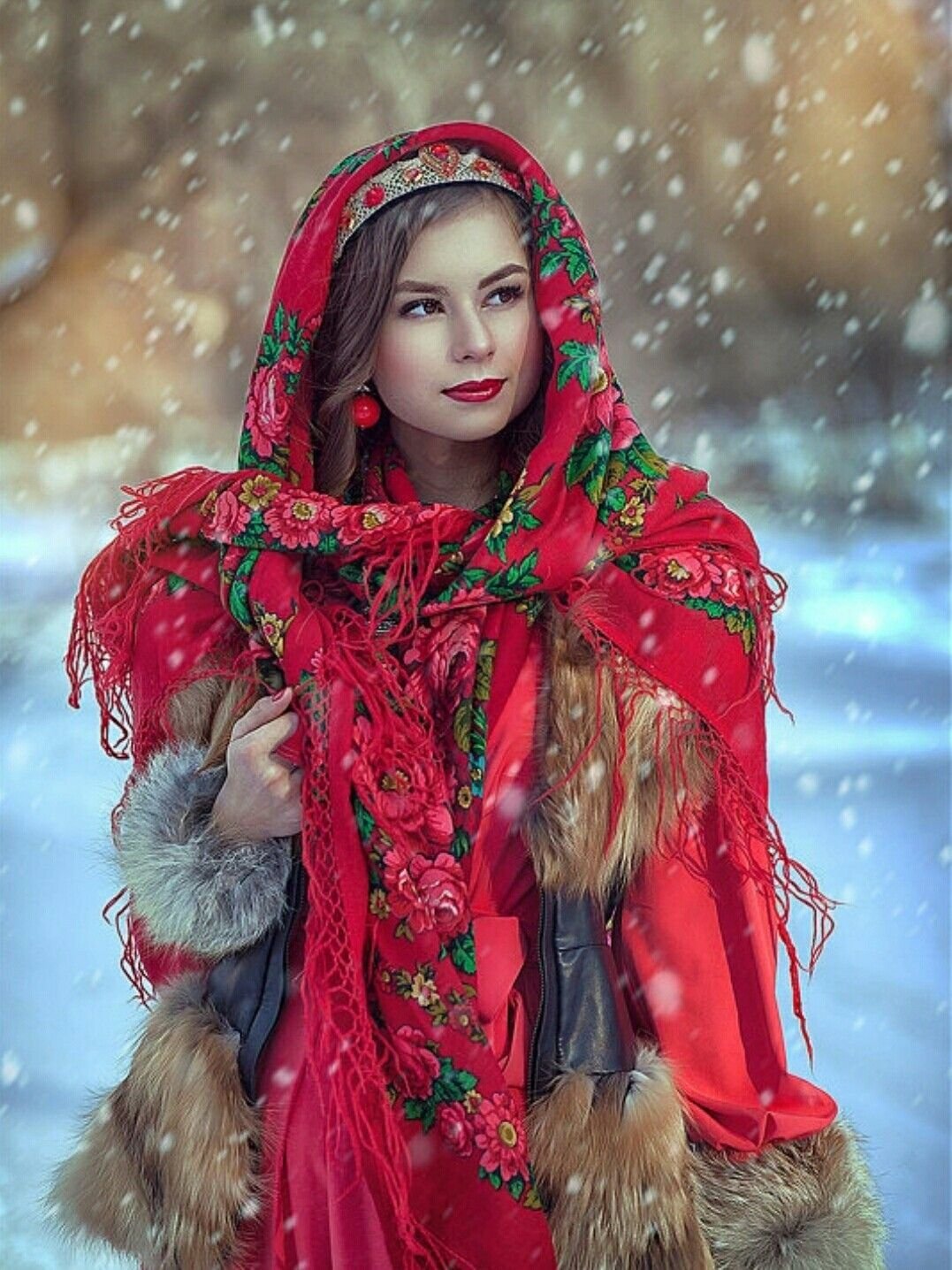 Beautiful girl Women in Slavic costumes in Ufa