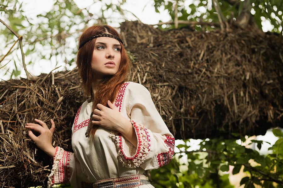 Women in Slavic costumes in Ufa