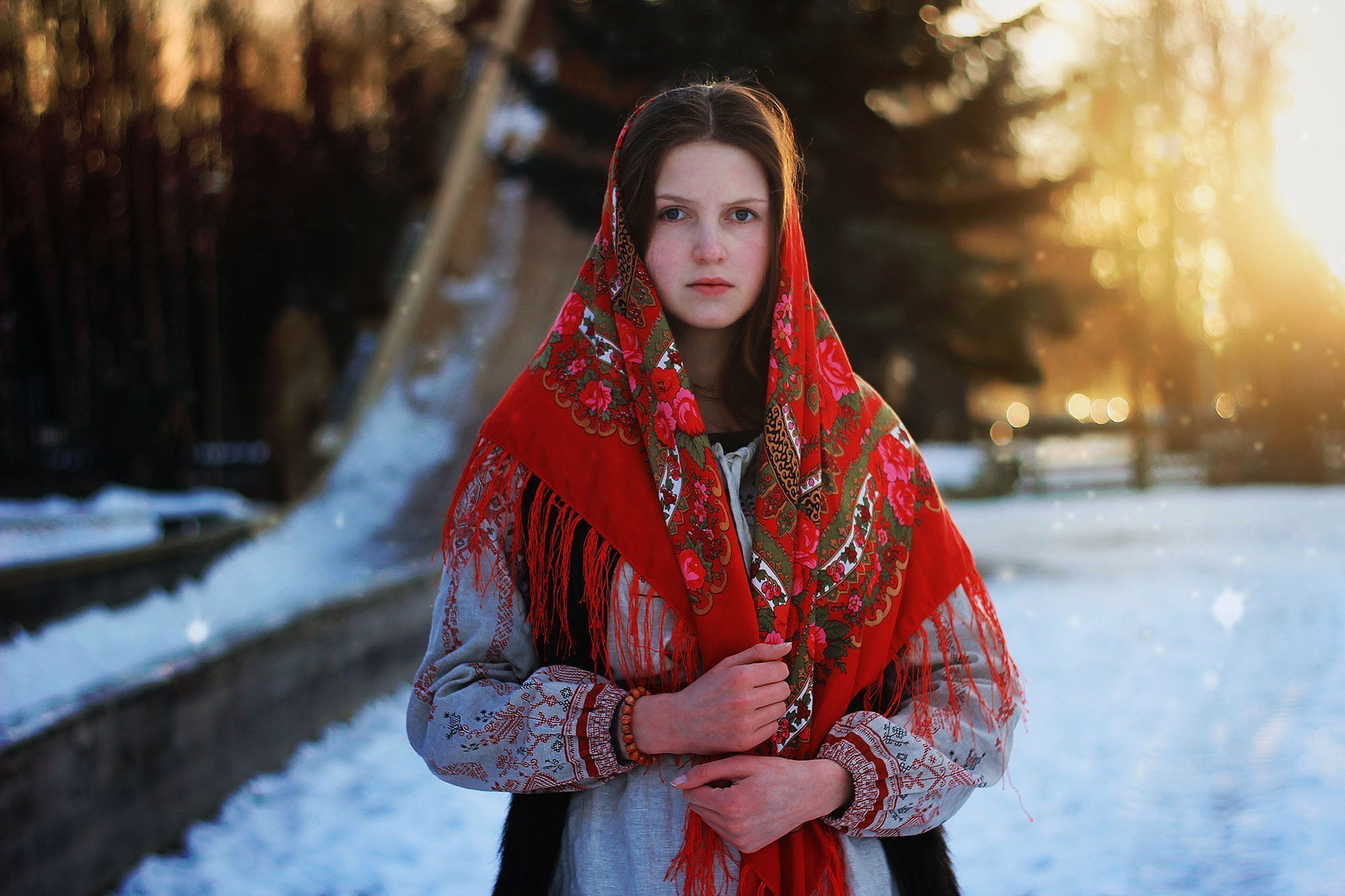 Girls in Slavic costumes in Ufa